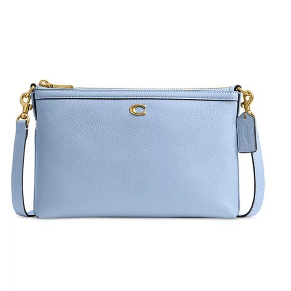 COACH Legacy zip top pebbled leather small crossbody bag - Bluebell/ Light blue - Picture 1 of 11